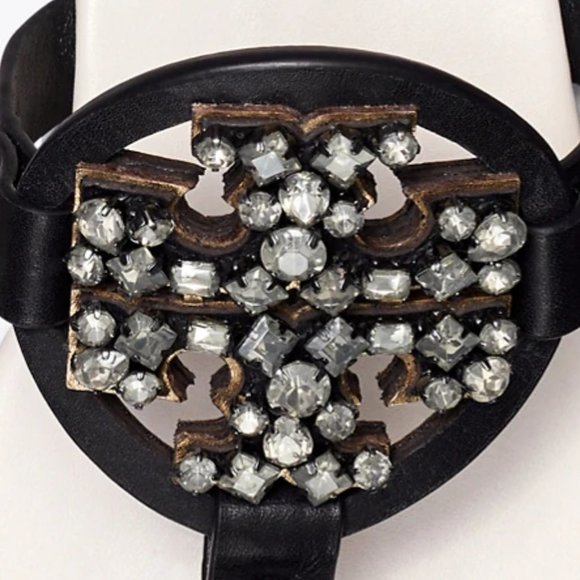 Tory Burch MANY SIZES CRYSTAL MILLER SOFT SANDAL Embellished Jeweled Two Tone - Picture 9 of 10